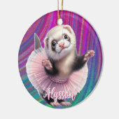 Funny Ferret im Ballett von Tutu Keramik Ornament (Links)