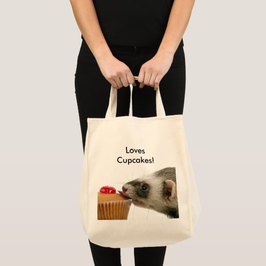 Funny Ferret Lieben Cupcakes Foto Tragetasche (Vorderseite (Produkt))