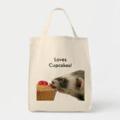 Funny Ferret Lieben Cupcakes Foto Tragetasche (Vorne)