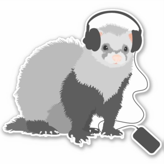Funny Ferret Music Lover Aufkleber (Vorderseite)