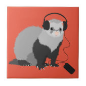 Funny Ferret Music Lover Fliese (Vorderseite)