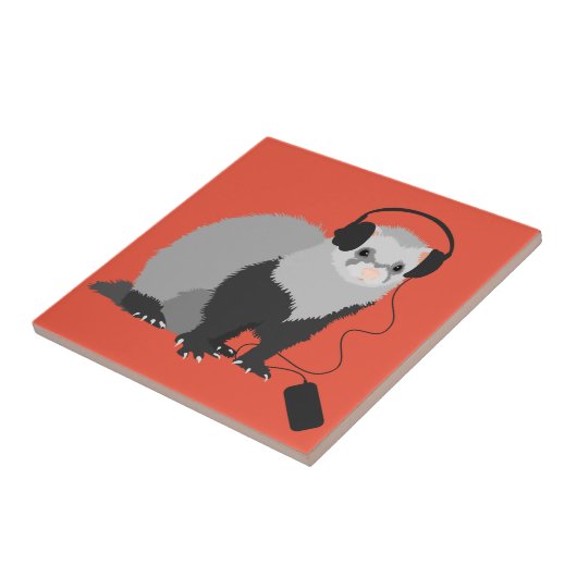 Funny Ferret Music Lover Fliese (Seite)