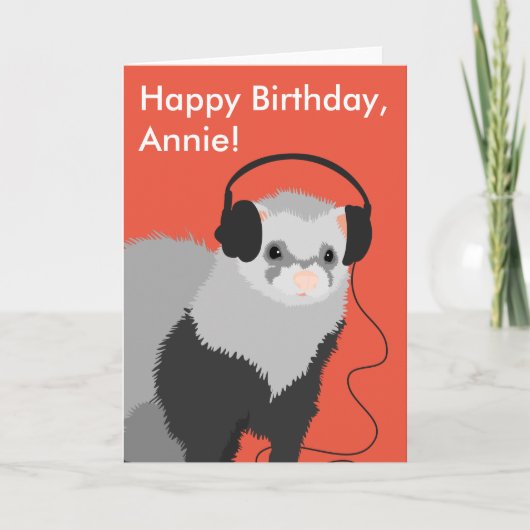 Funny Ferret Music Lover Geburtstag Karte (Vorderseite)