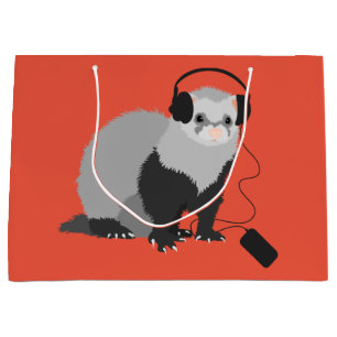Funny Ferret Music Lover Große Geschenktüte