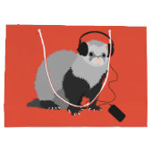 Funny Ferret Music Lover Große Geschenktüte (Rückseite)