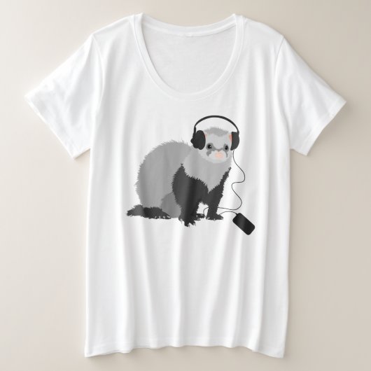 Funny Ferret Music Lover Große Größe T-Shirt (Design vorne)