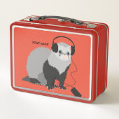 Funny Ferret Music Lover Name Metall Brotdose (Rückseite)