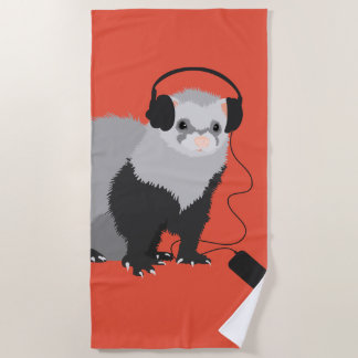 Funny Ferret Music Lover Strandtuch