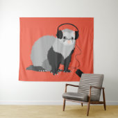 Funny Ferret Music Lover Wandteppich (Beispiel (Horizontal))