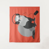 Funny Ferret Music Lover Wandteppich (Vorderseite)