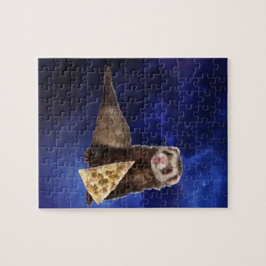 Funny Ferret Pizza im Weltraum Nebula Galaxy Puzzle (Horizontal)
