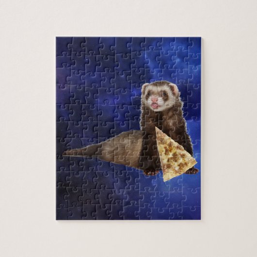 Funny Ferret Pizza im Weltraum Nebula Galaxy Puzzle (Vertikal)