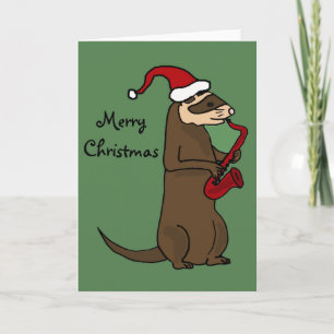 Funny Ferret Saxophon Weihnachten Kunst