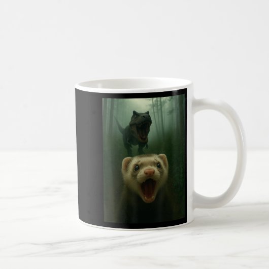 Funny Ferret Selfie mit T-rex Dinosaurier Männer F Kaffeetasse (Rechts)