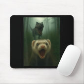 Funny Ferret Selfie mit T-rex Dinosaurier Männer F Mousepad (Mit Mouse)