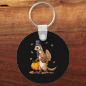 Funny Ferret Turkey Pumpkin Thanksgiving Gift Men  Schlüsselanhänger (Vorderseite)