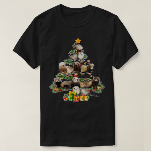 Funny Ferrets Weihnachtsbaum Frettchen Lover Xmas T-Shirt (Design vorne)