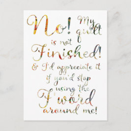 Funny Fertig Quilt Quilt Quilt Zitat Postkarte