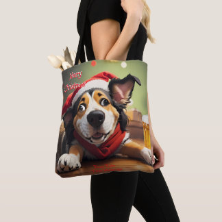Funny festival Christmas Dog Tote Bag Tasche