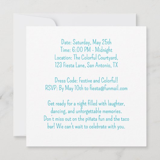 Funny Festival Fiesta Piñata Pop Einladung (Rückseite)