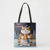 Funny Festivals Weihnachtskatze mit Bierglas Tasche (Vorderseite)
