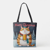 Funny Festivals Weihnachtskatze mit Bierglas Tasche (Rückseite)