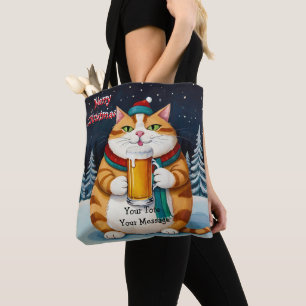 Funny Festivals Weihnachtskatze mit Bierglas Tasche