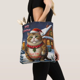 Funny Festivals Weihnachtskatze mit Bierglas Tasche