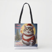 Funny Festivals Weihnachtskatze mit Bierglas Tasche (Vorderseite)