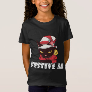 Funny Festive AF Christmas Cat Feline Meowy Ugly X T-Shirt