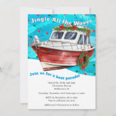 Funny Festive Blue Waves Weihnachtsbootparade Einladung (Vorderseite)