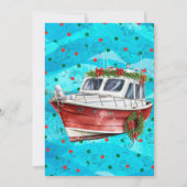 Funny Festive Blue Waves Weihnachtsbootparade Einladung (Rückseite)