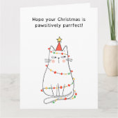 Funny Festive Cat Christmas Karte (Vorderseite)