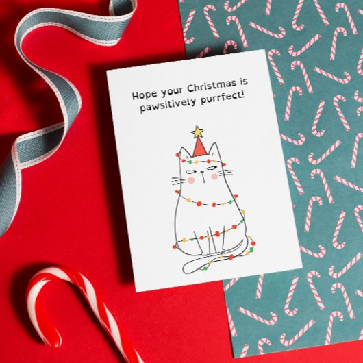 Funny Festive Cat Christmas Karte