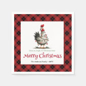 Funny festive chickens custom name Christmas  Serviette (Vorderseite)