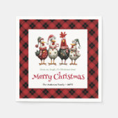 Funny festive chickens napkins with name editable serviette (Vorderseite)