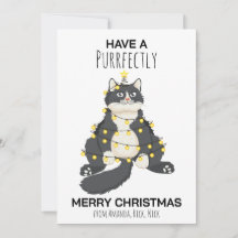 Funny Festive Christmas Cat Minimal Animal Lover