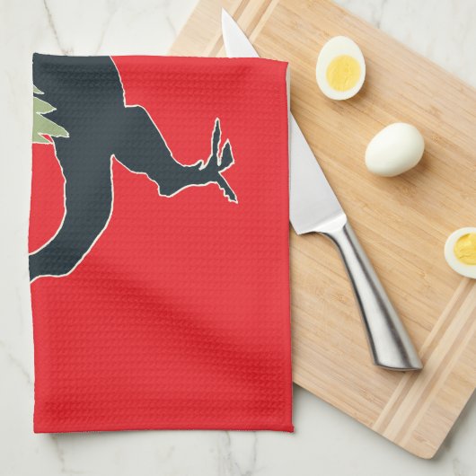 Funny Festive Dino Christmas Geschirrtuch (Viertel Falte)