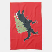 Funny Festive Dino Christmas Geschirrtuch (Vertikal)