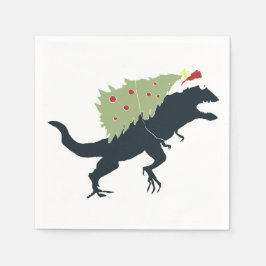 Funny Festive Dino Christmas Serviette