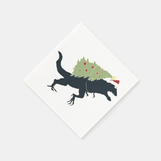 Funny Festive Dino Christmas Serviette (Ecke)