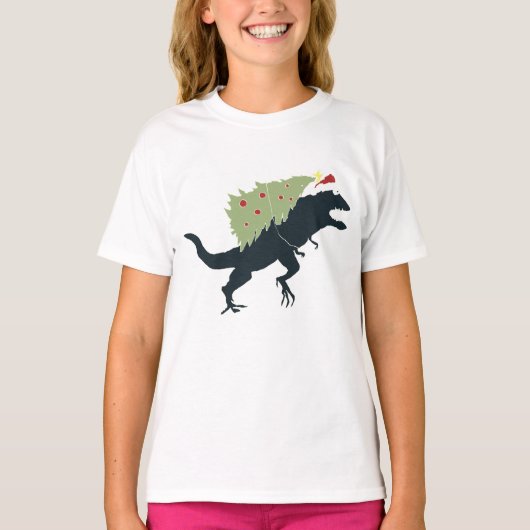 Funny Festive Dino Christmas T-Shirt (Vorderseite)