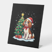 Funny Festive Dog Costume with decorated Christmas Sockelschild (Vorderseite)