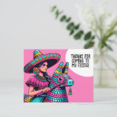 Funny Festive Fiesta Piñata Party Vielen Dank Postkarte (Stehend Vorderseite)