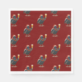 Funny Festive Grouse with Beer Christmas Napkins Serviette