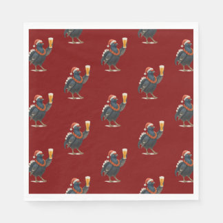 Funny Festive Grouse with Beer Christmas Napkins Serviette