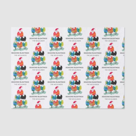 Funny & Festive Holiday Sheep Saisons Bleatings Seidenpapier (Vorderseite)