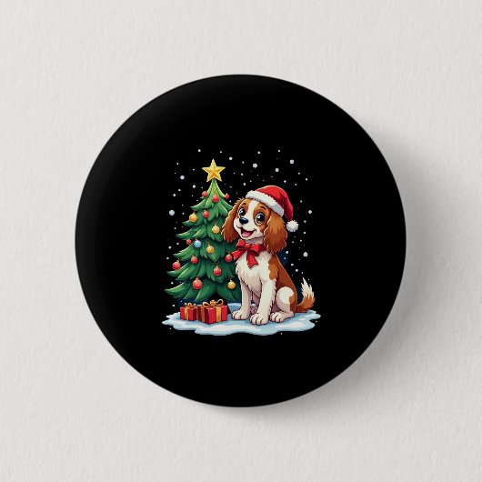 Funny Festive Hunde Kostüm mit dekorierten Weihnac Button (Vorderseite)