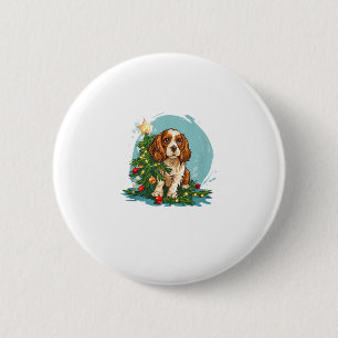 Funny Festive Hunde Kostüm mit dekorierten Weihnac Button