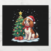 Funny Festive Hunde Kostüm mit dekorierten Weihnac Schaumweinetikett (Einzelnes Label)